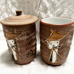 3 PIECE VINTAGE JAPANESE CERAMIC/PORCELAIN TEA SPICE JARS
